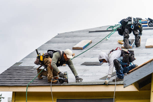 Professional Gutter Installation technician working in Beach Lake, PA